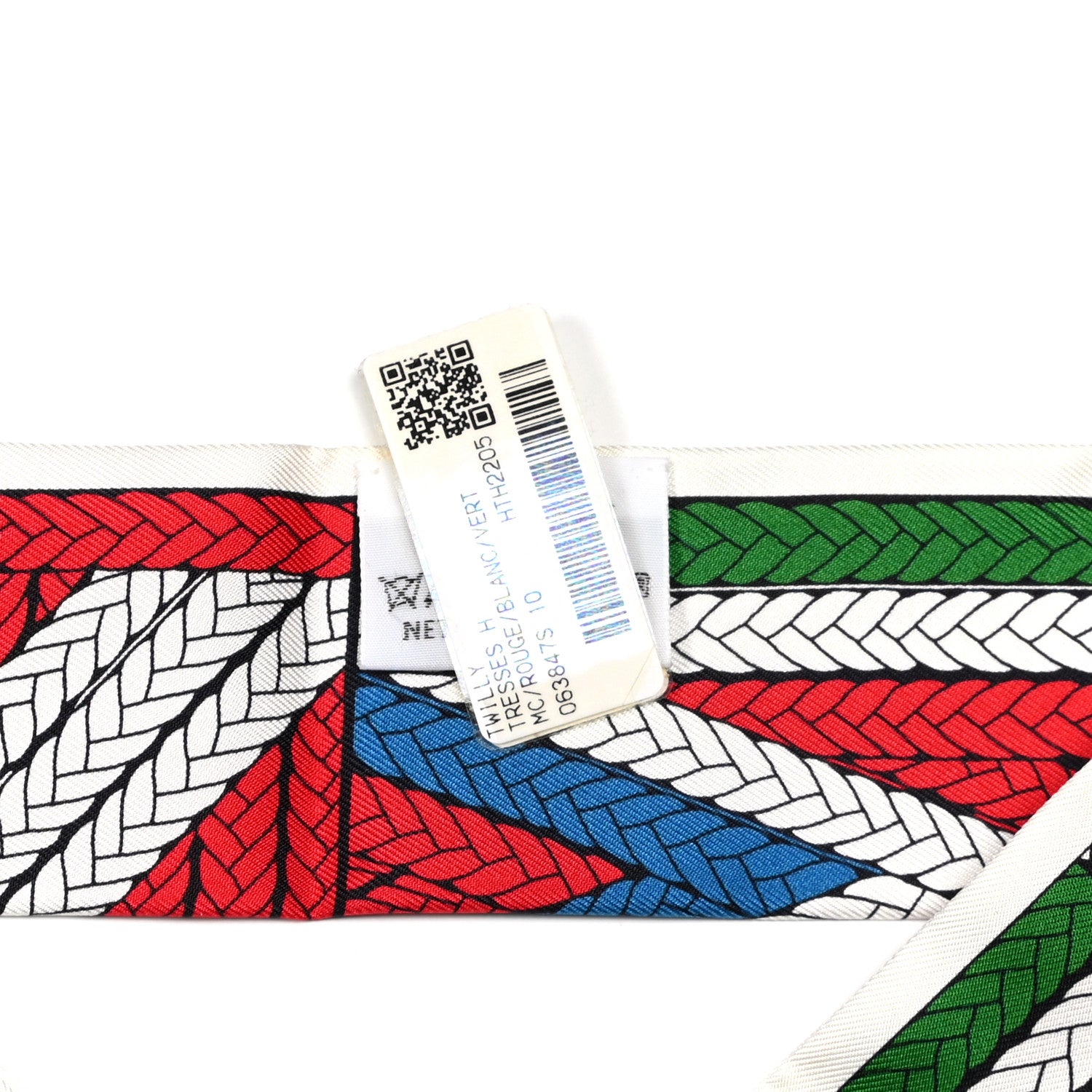 Hermes Silk Tresses H Twilly Rouge White Vert 4 of 4