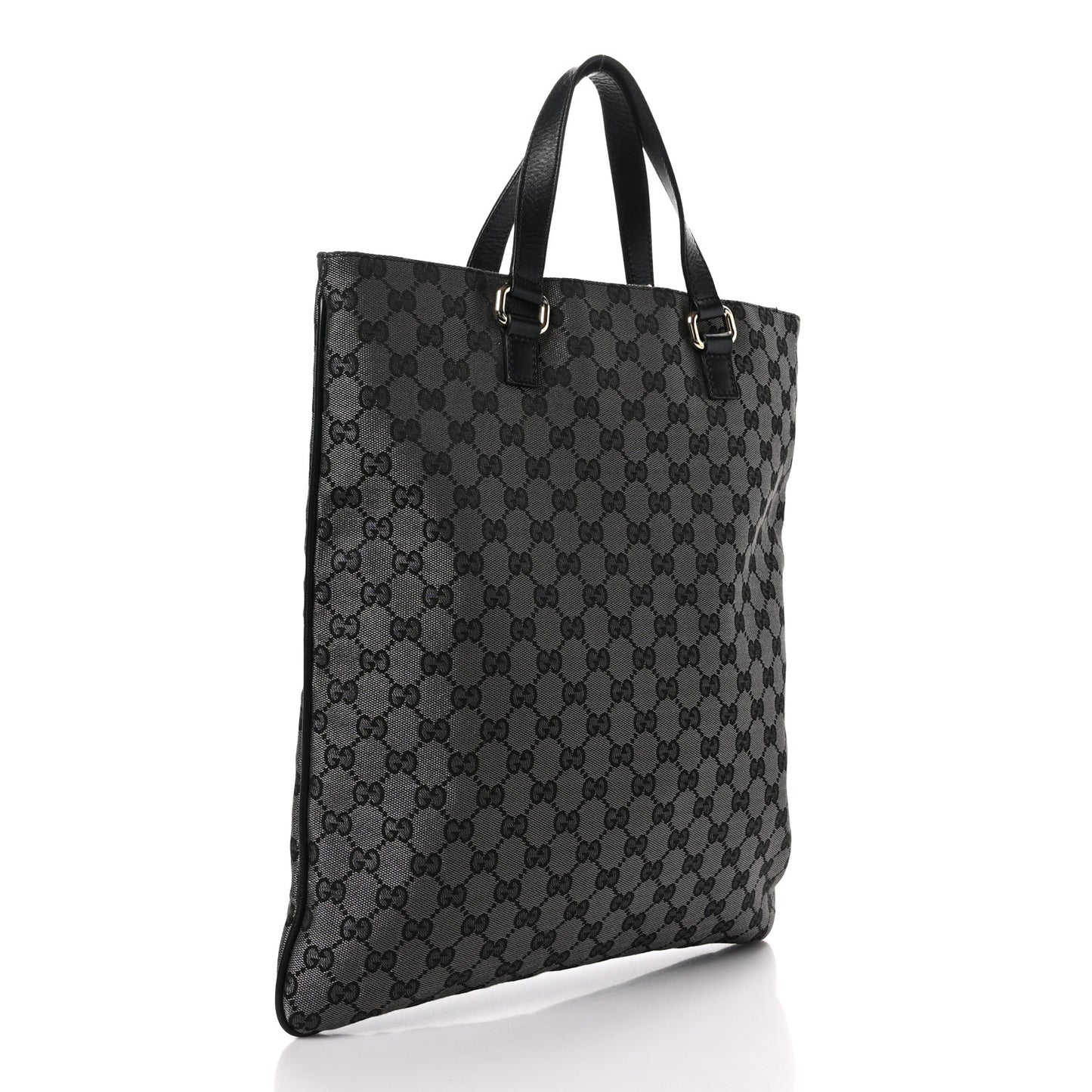 Calfskin Canvas Monogram Flat Vertical Tote Black