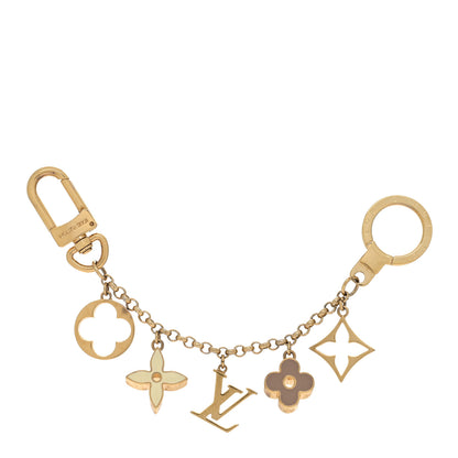 Louis Vuitton Brass Enamel Fleur De Monogram Bag Charm Chain Gold 1 of 3