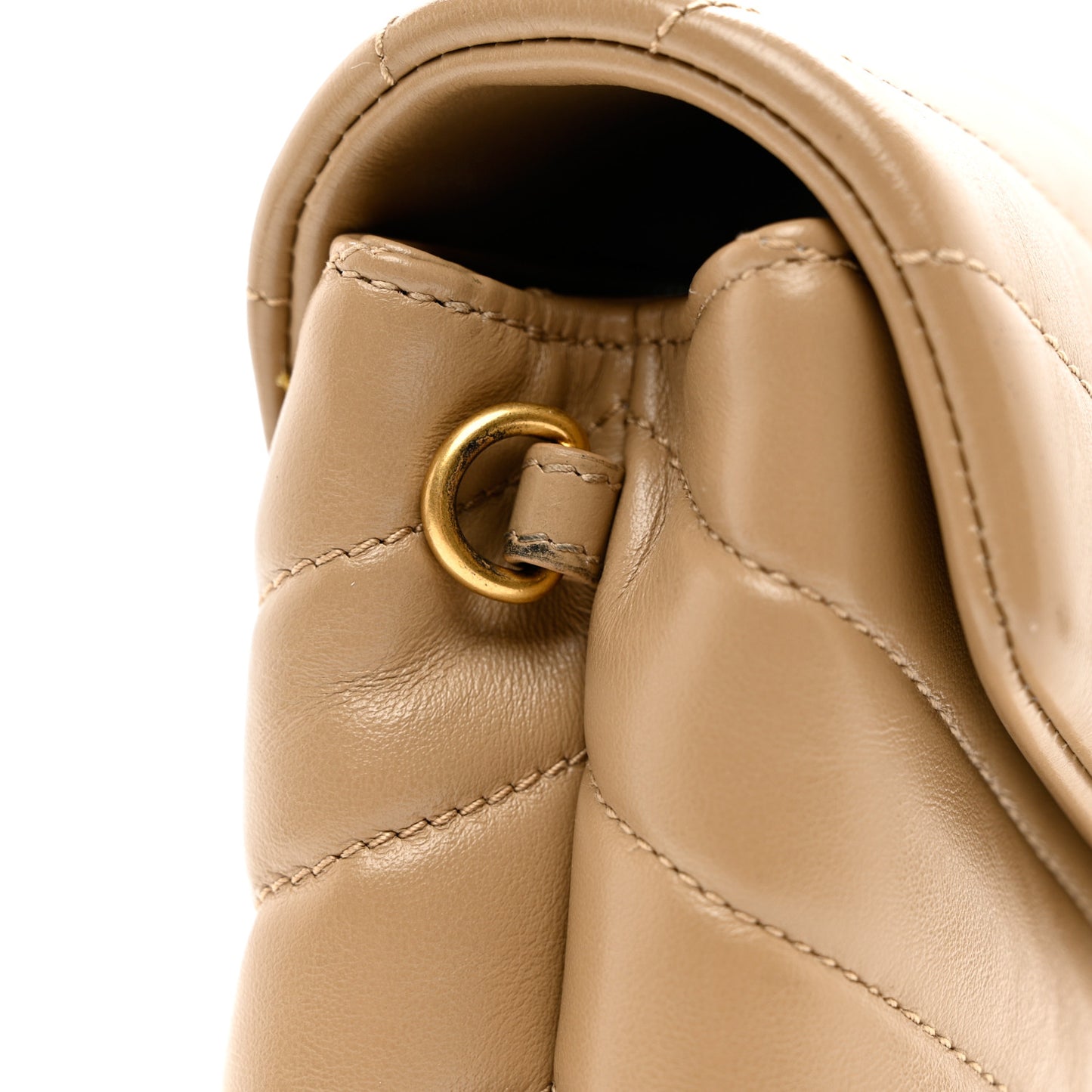 Calfskin Y Quilted Monogram Toy Loulou Crossbody Bag Latte
