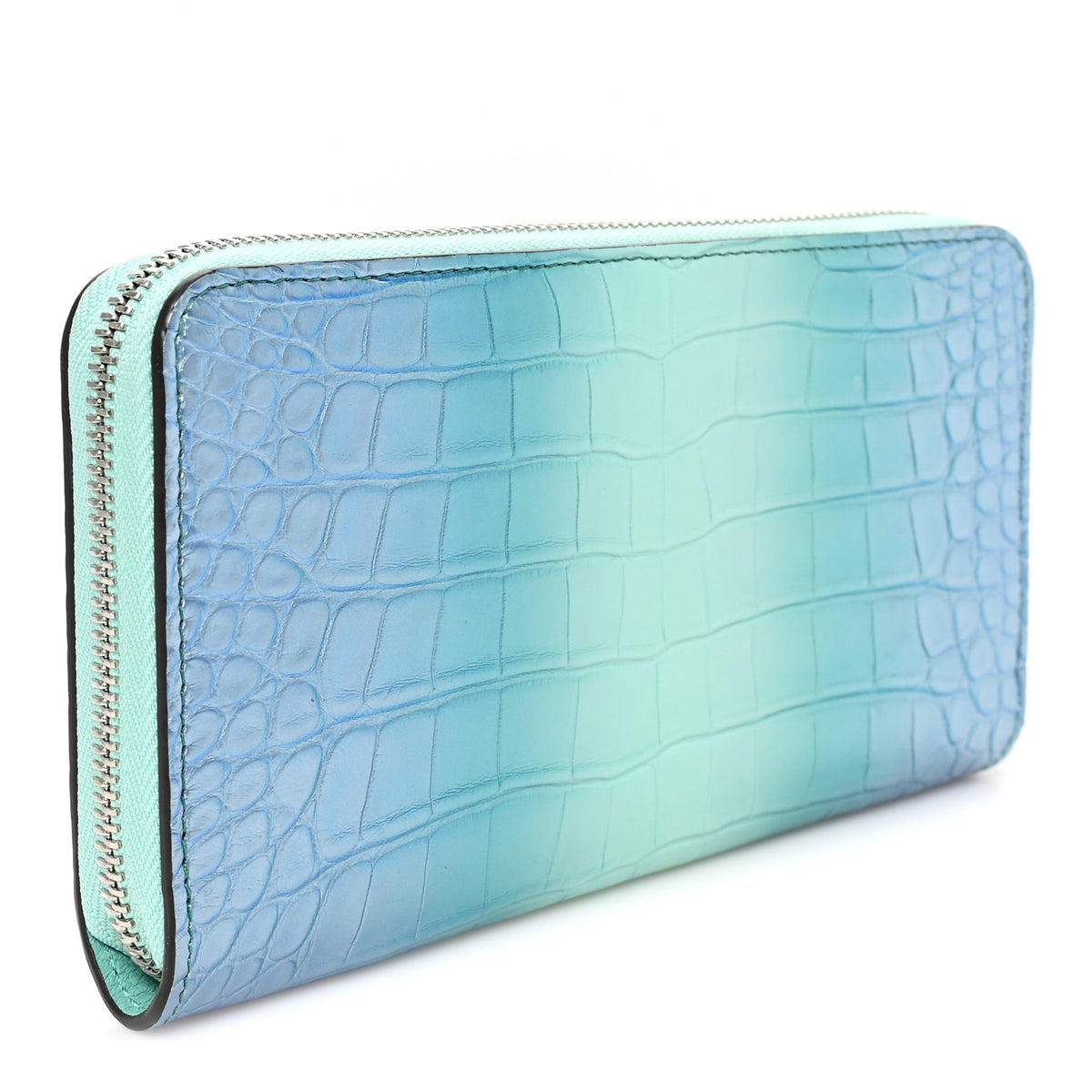 Louis Vuitton Crocodile Zippy Wallet Blue Green 3 of 6