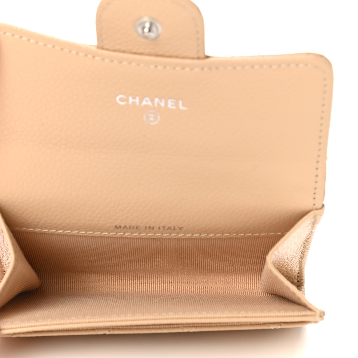 Chanel Caviar Quilted Flap Card Holder Wallet Beige 5 of 8