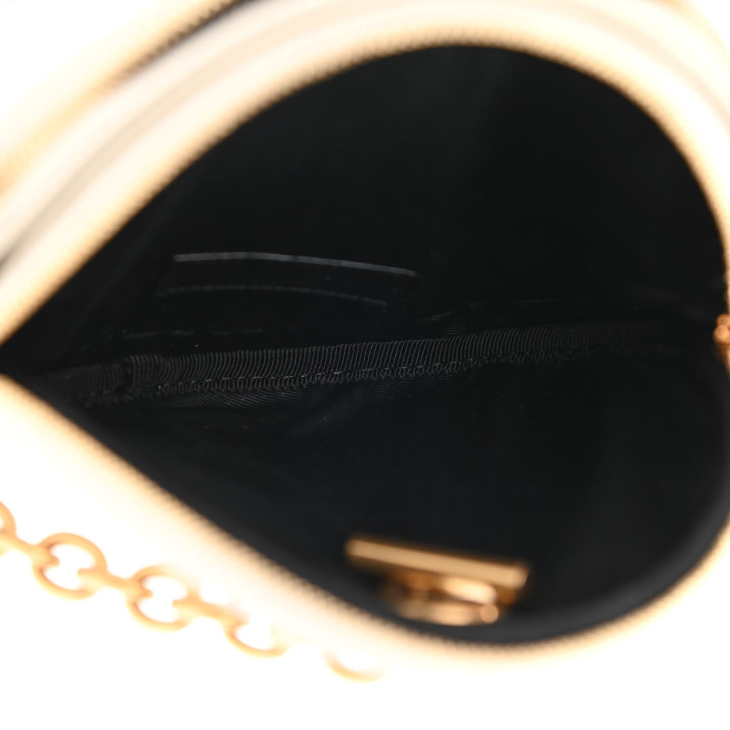 Lambskin Quilted Round Le Maillon Round Tassel Chain Crossbody Bag Crema Soft