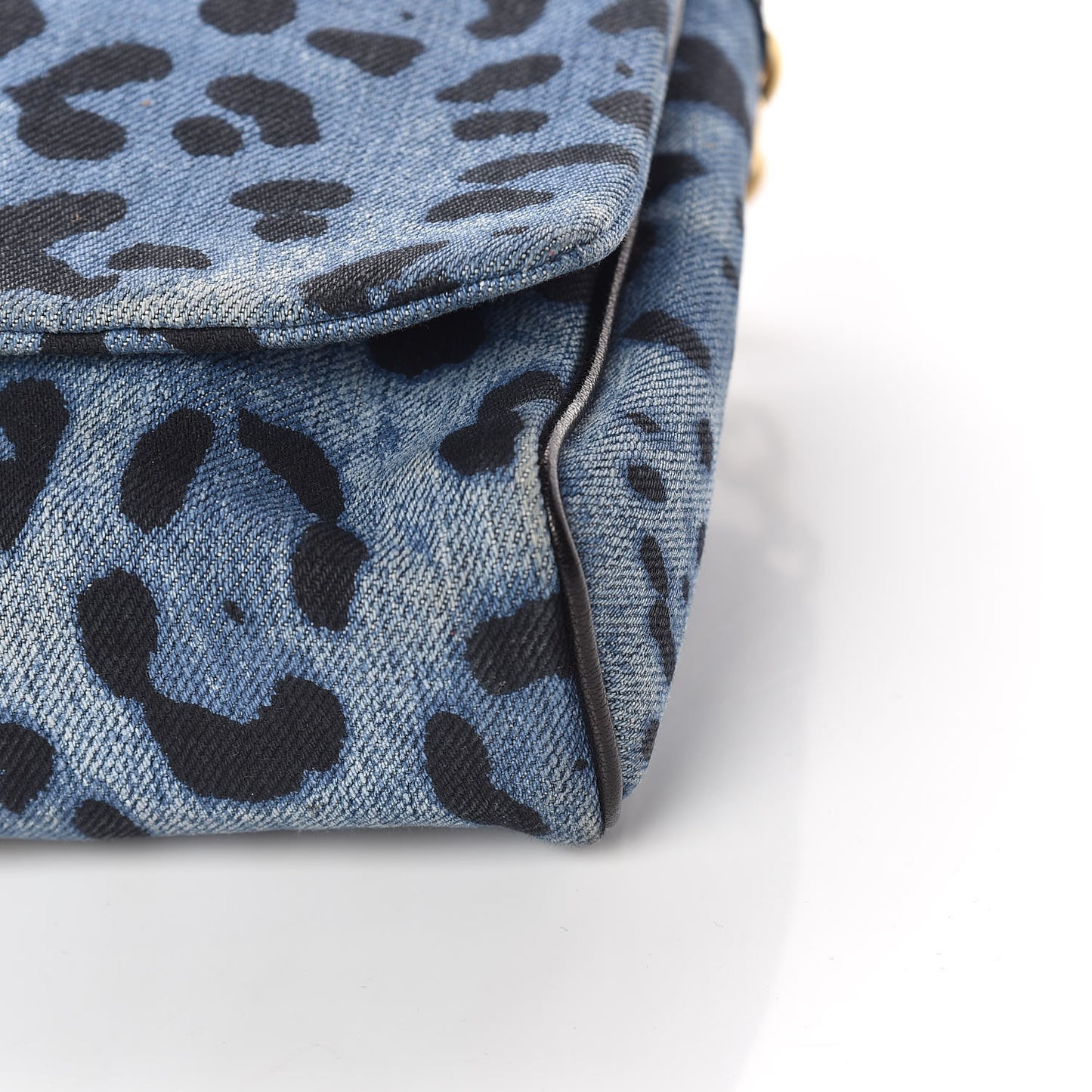 Denim Leopard Print Miss Martini Shoulder Bag Blue