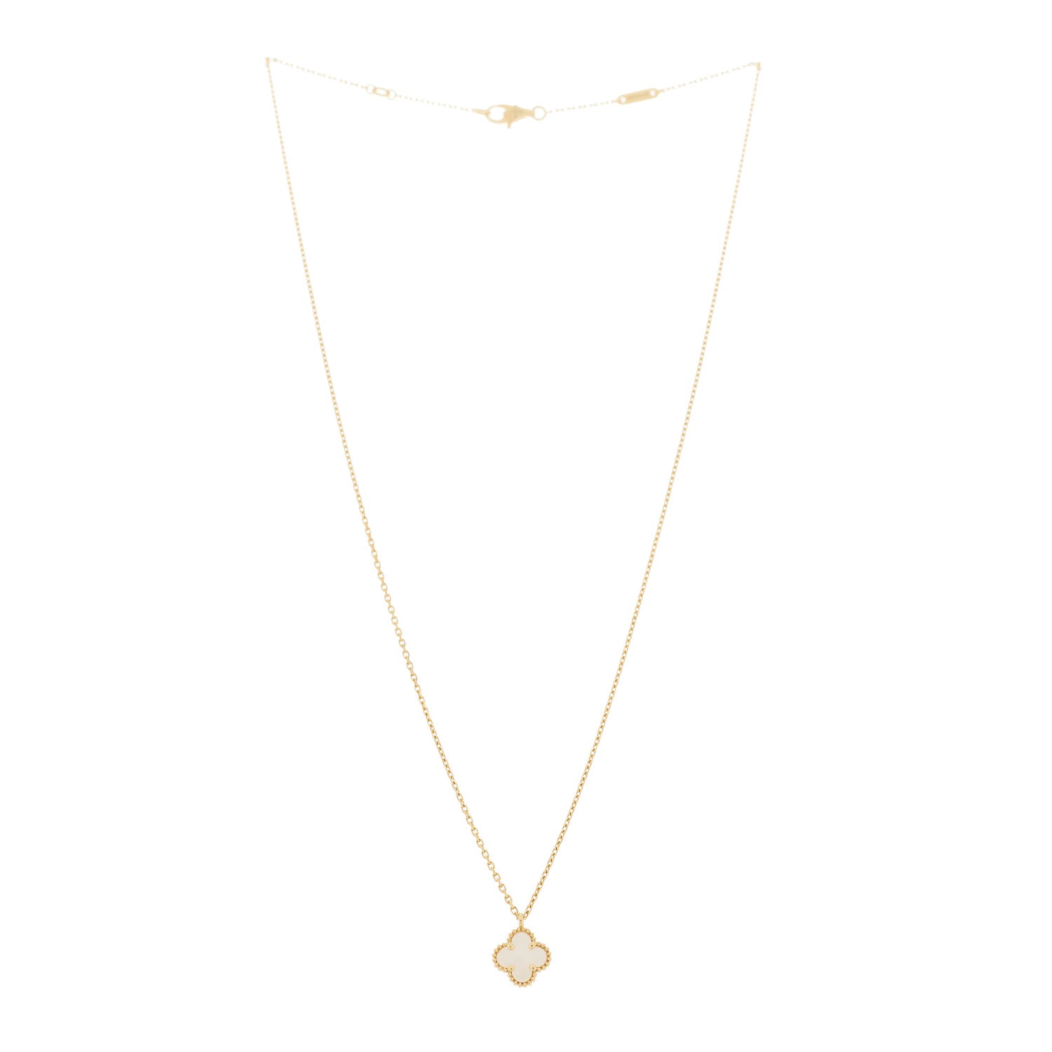 Van Cleef & Arpels 18K Yellow Gold Mother of Pearl Sweet Alhambra Pendant Necklace 3 of 5