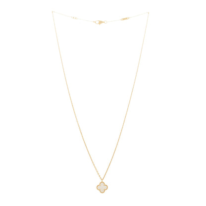 Van Cleef & Arpels 18K Yellow Gold Mother of Pearl Sweet Alhambra Pendant Necklace 3 of 5