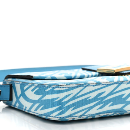 Fendi X SARAH COLEMAN Glazed Canvas Vitello King FF Vertigo Baguette 1997 Cyber Blue White 9 of 13