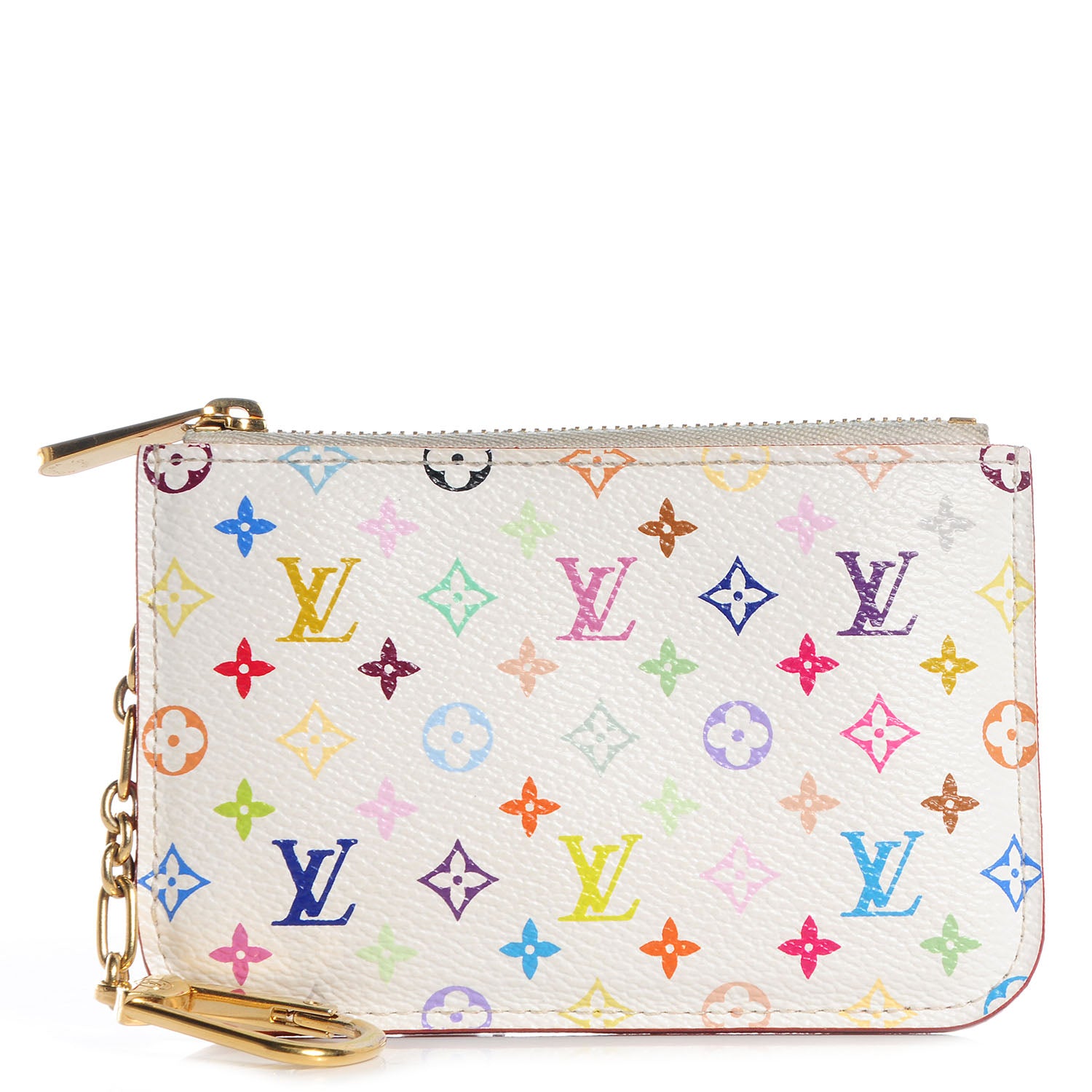 Louis Vuitton Monogram Multicolor Key Pouch White Litchi 1 of 7