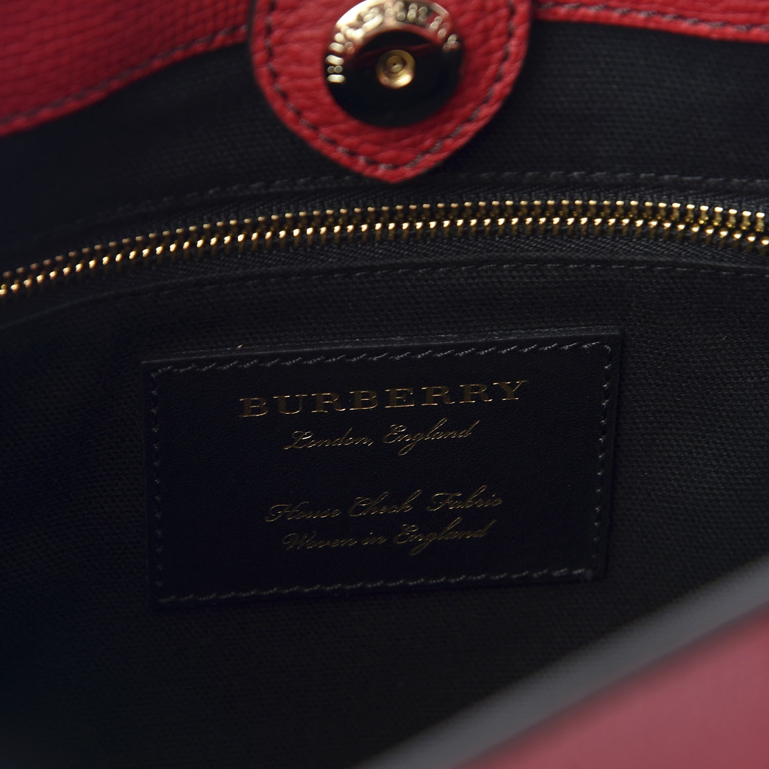 Burberry Grainy Calfskin House Check Small Banner Tote Red 7 of 8