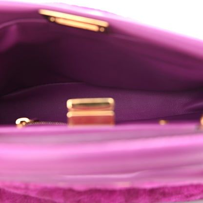 Fendi Shearling Nappa Macro FF 1974 Mini Peekaboo Iconic Satchel Bouganville Magenta Lilac 6 of 10