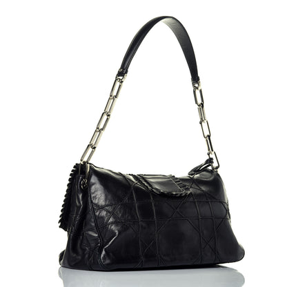 Christian Dior Lambskin Cannage Ruffle New Lock Flap Black 3 of 10