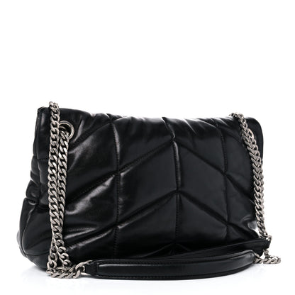 Saint Laurent Lambskin Quilted Small Loulou Puffer Monogram Chain Satchel Black 3 of 14