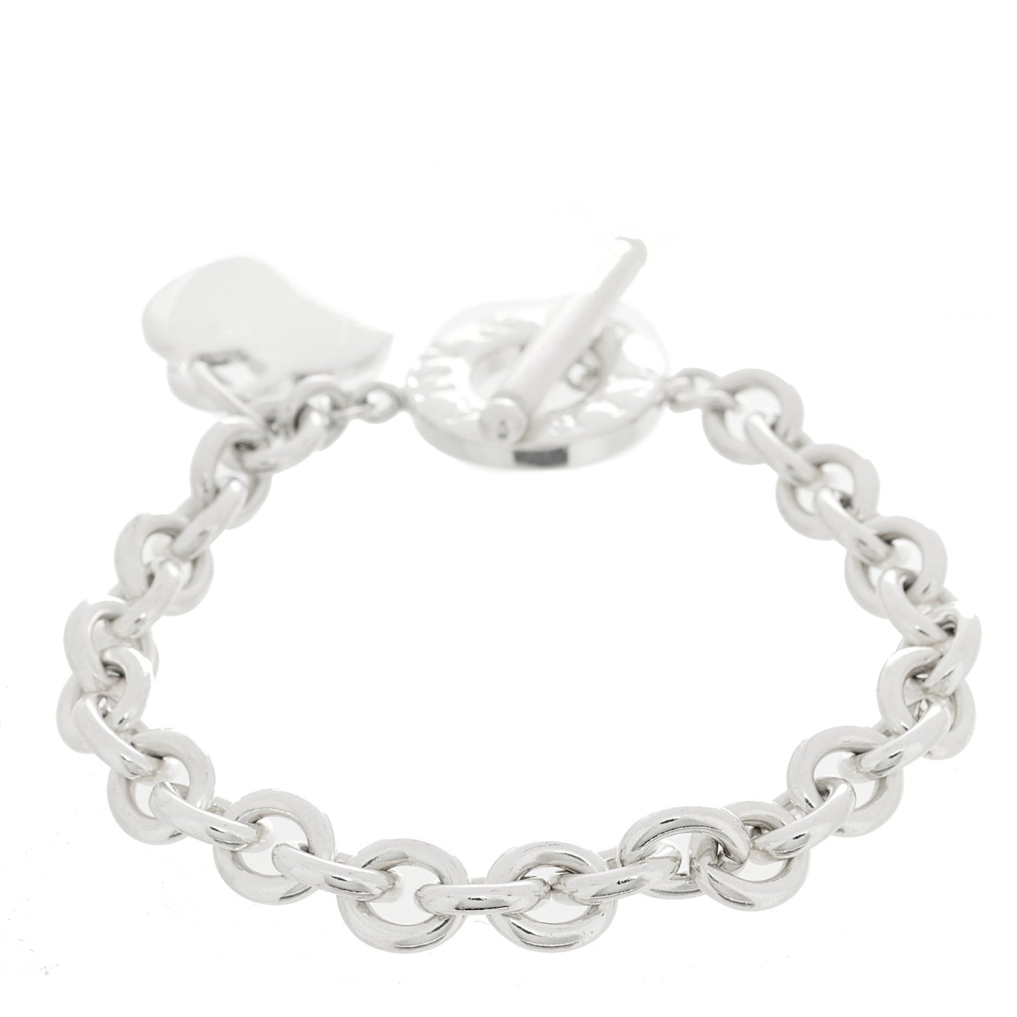 Sterling Silver Heart Tag Toggle Bracelet