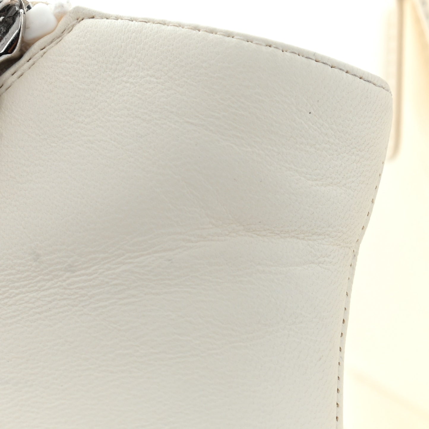 Lambskin Grosgrain Fold Over Logo Cap Toe Boots 38 Ivory Black