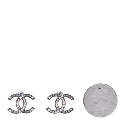 Chanel Baguette Crystal CC Earrings Silver 2 of 5