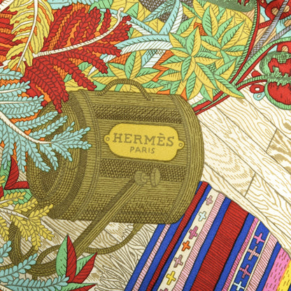 Hermes Silk Acte III Scene I La Clairiere Shawl 90 Marine Orange Vert 2 of 7