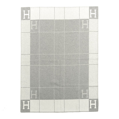Hermes Wool Cashmere Avalon III Blanket Ecru Gris Clair 1 of 2