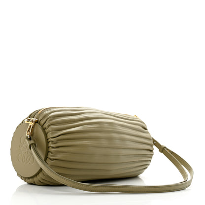 Loewe Lambskin Pleated Bracelet Pouch Shoulder Bag Clay Green 2 of 10