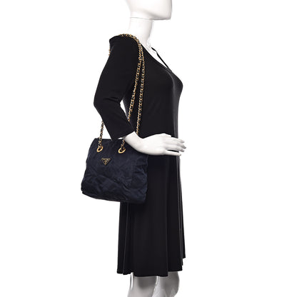 Prada Tessuto Nylon Quilted Shoulder Bag Blue 2 of 10