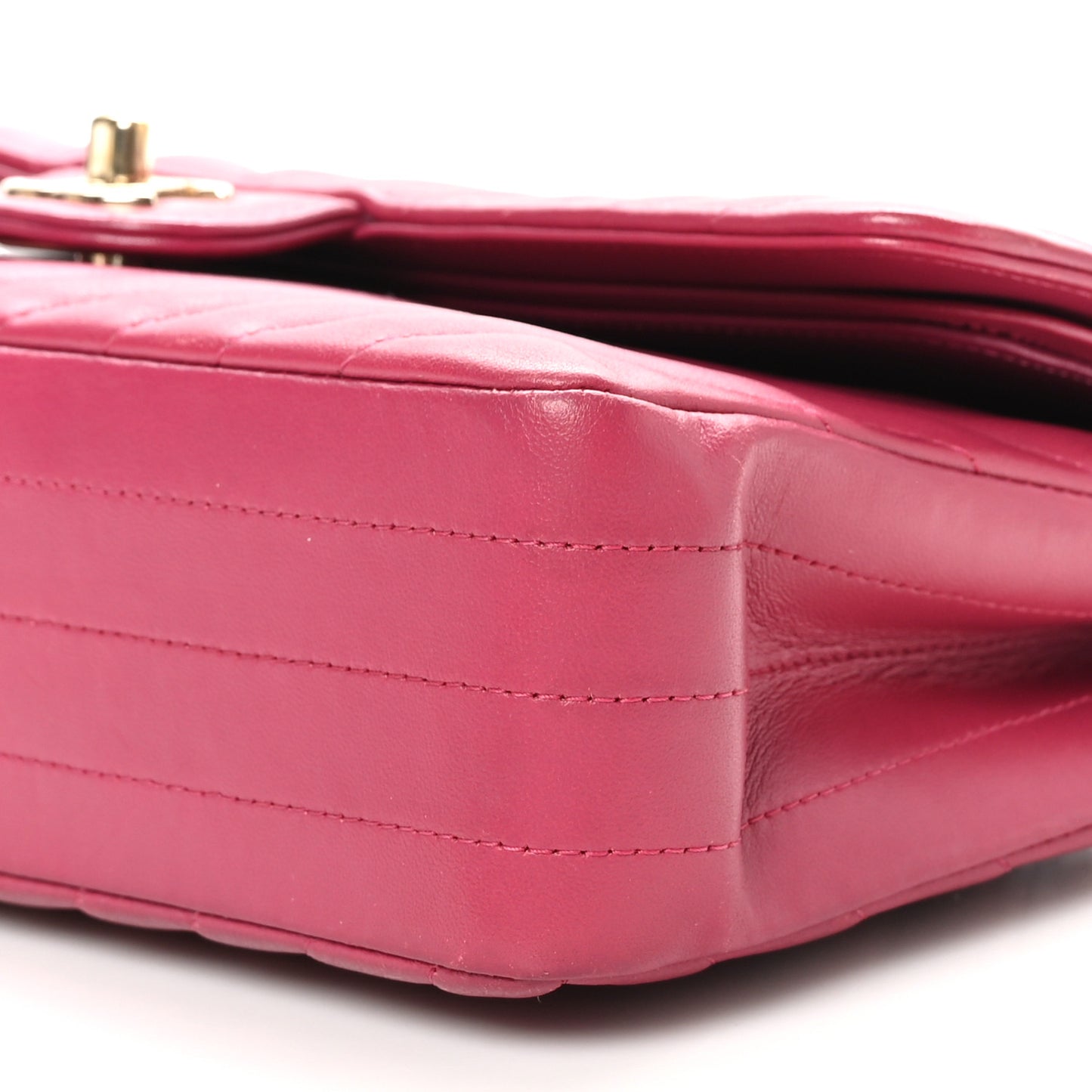 Lambskin Chevron Quilted Medium Double Flap Dark Pink