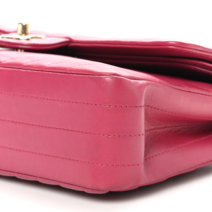 Chanel Lambskin Chevron Quilted Medium Double Flap Dark Pink 10 of 10