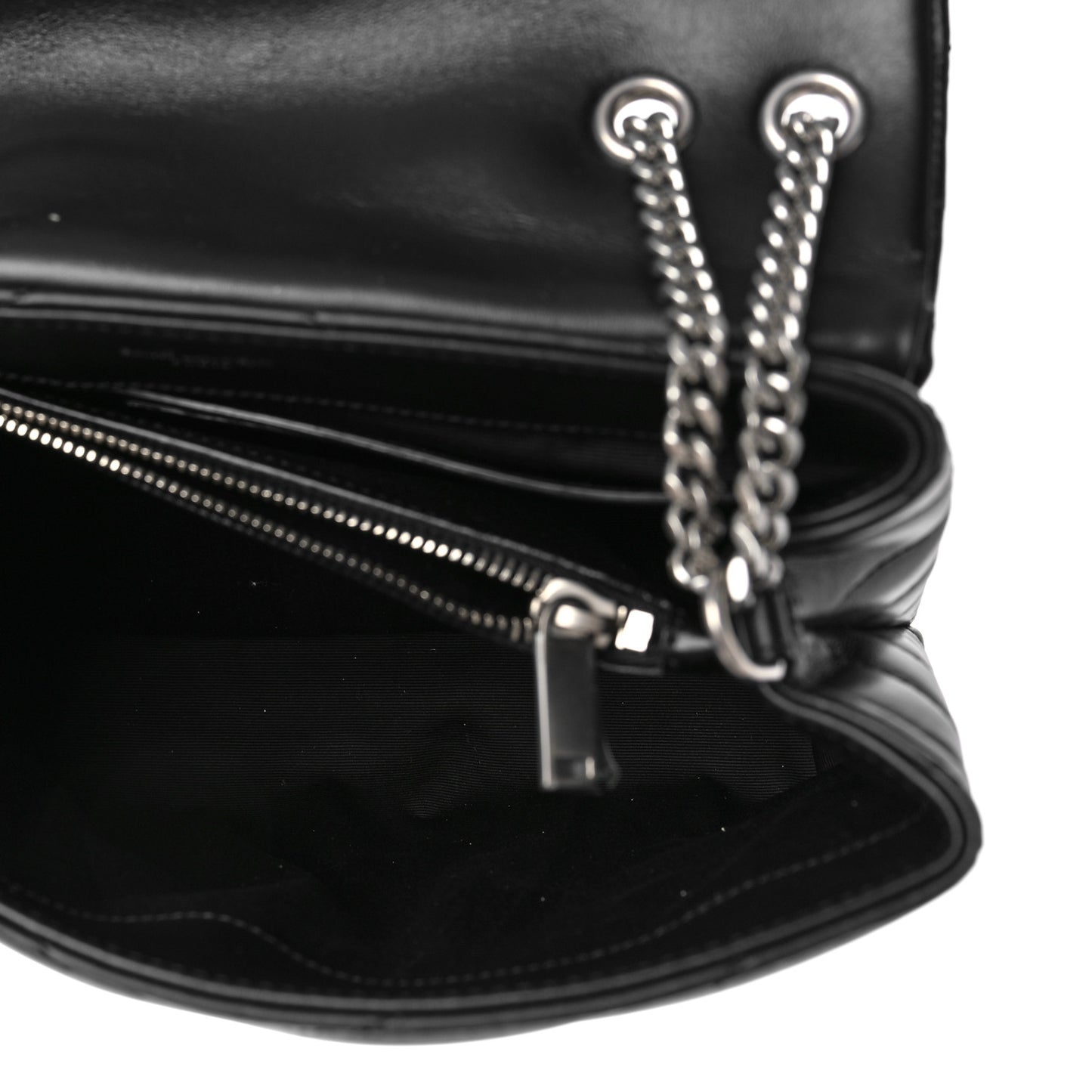 Calfskin Y Quilted Monogram Small Loulou Chain Satchel Black