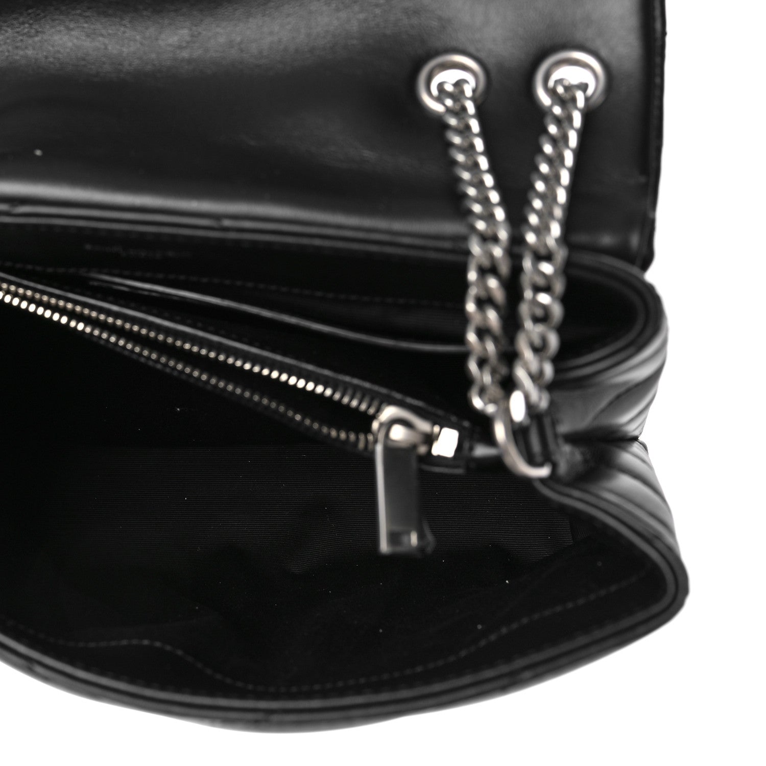 Saint Laurent Calfskin Y Quilted Monogram Small Loulou Chain Satchel Black 4 of 8