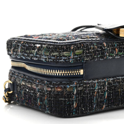 Chanel Tweed Snakeskin Quilted Small CC Filigree Vanity Case Navy Multicolor 8 of 10