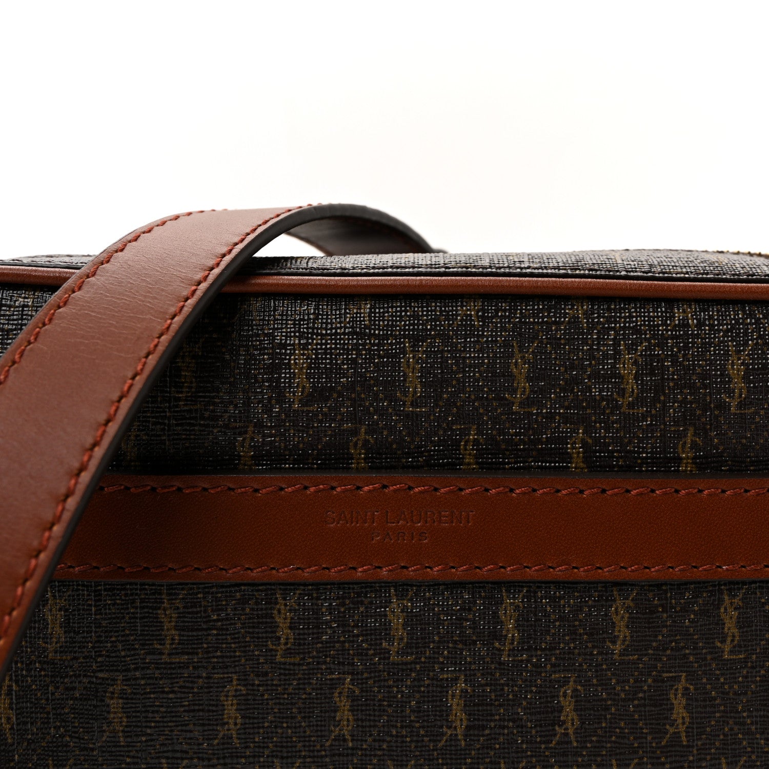 Saint Laurent Canvas Smooth Calfskin Le Monogramme Camera Bag Chestnut 7 of 9