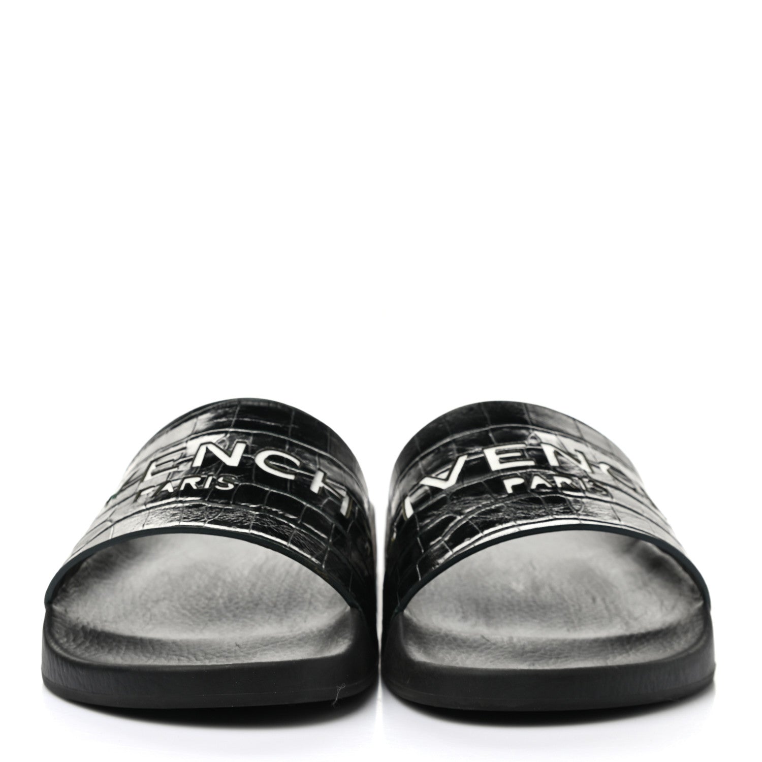 Givenchy Rubber Crocodile Embossed Logo Pool Slide Sandals 37 Black 2 of 9