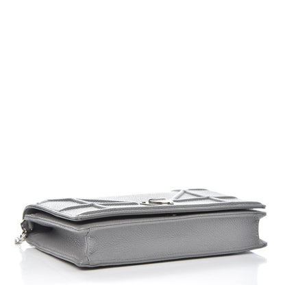 Christian Dior Grained Calfskin Diorama Wallet on Chain Pouch Gris 4 of 9