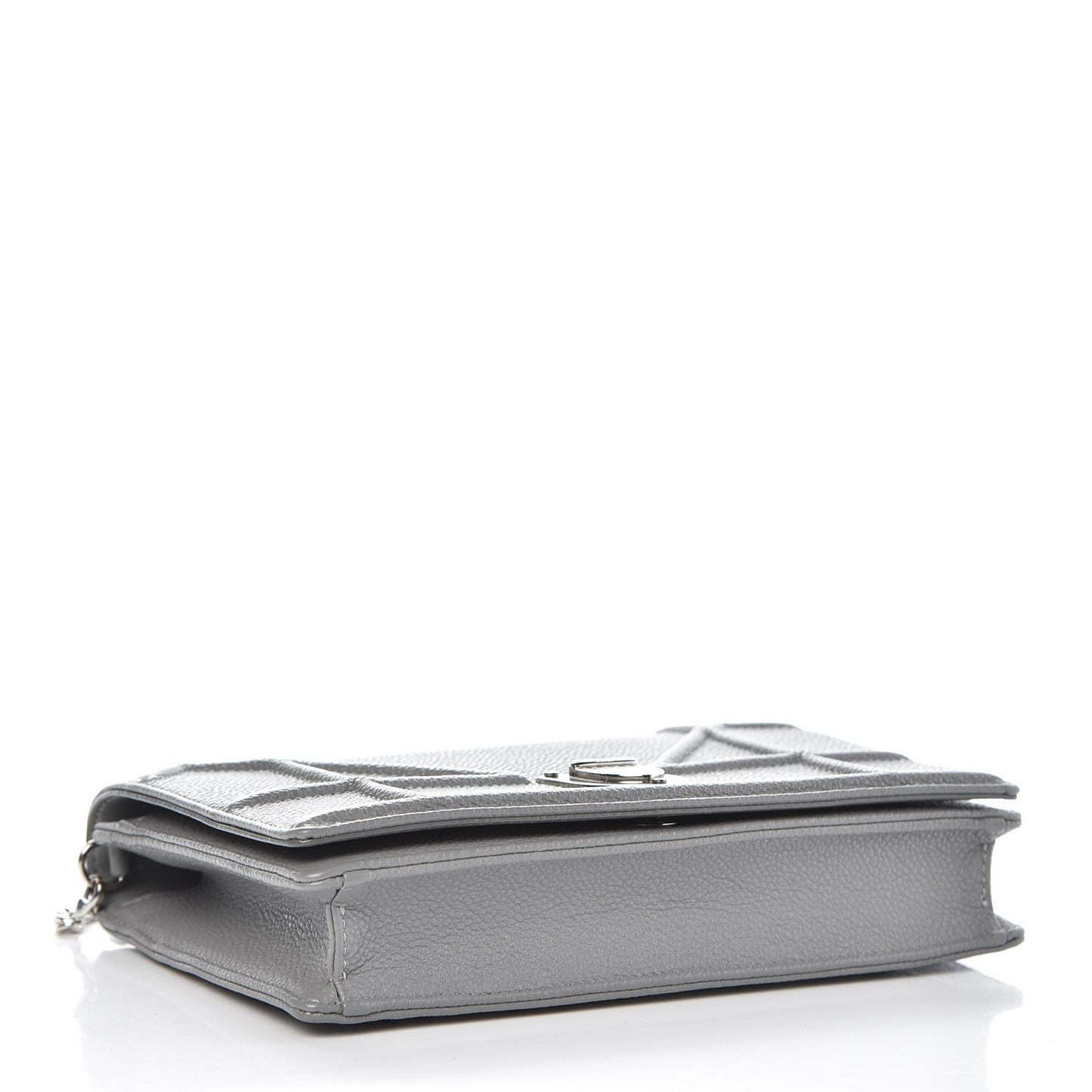 Grained Calfskin Diorama Wallet on Chain Pouch Gris