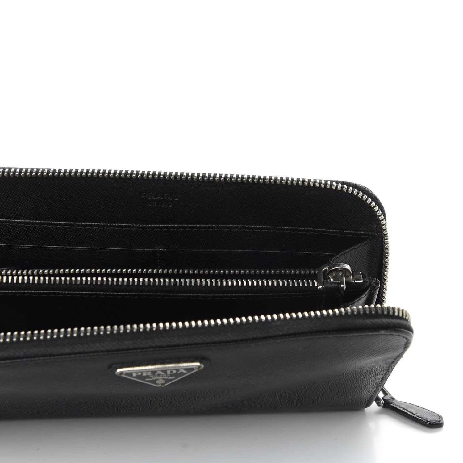 Prada Saffiano Zip Around Wallet Black 5 of 8