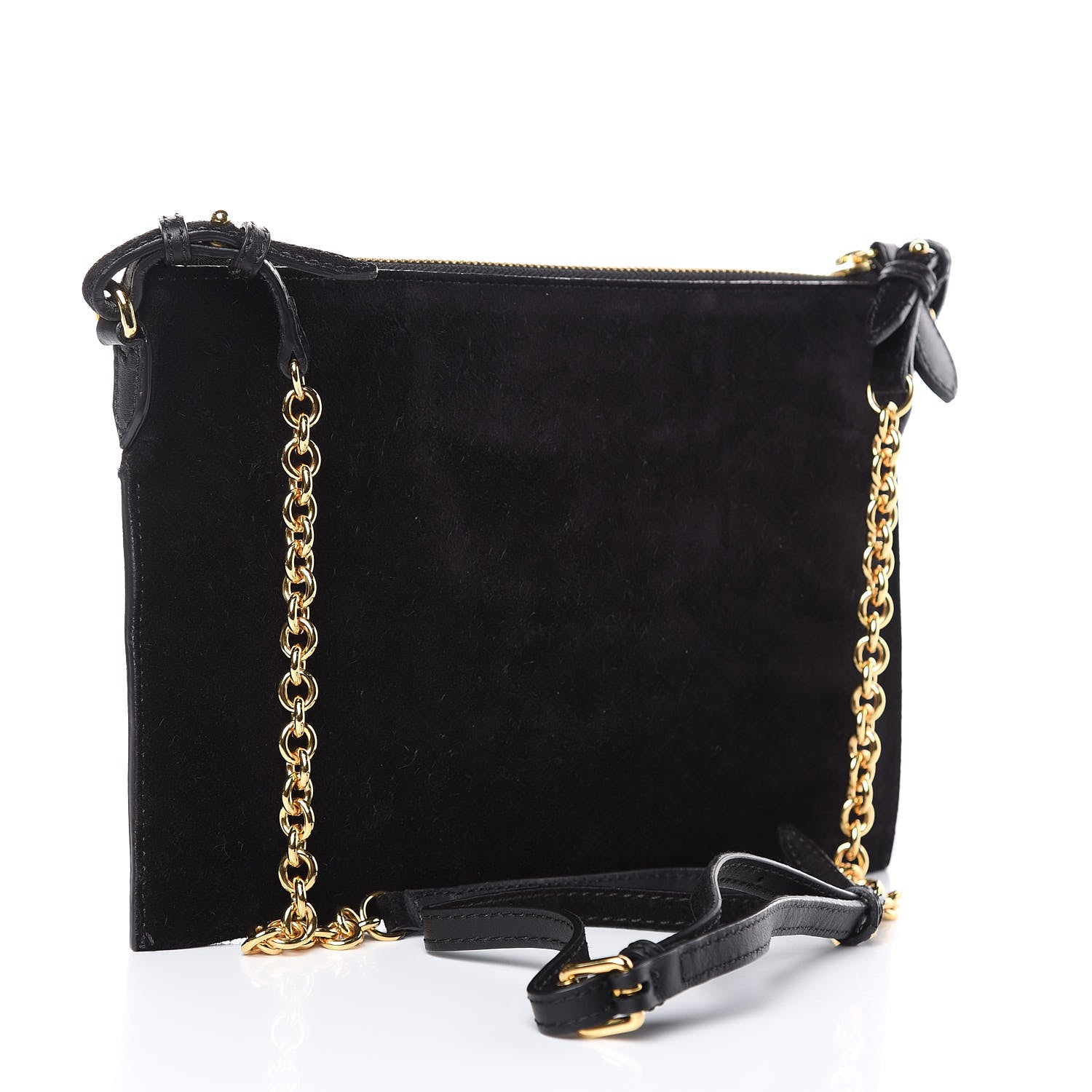 Burberry Suede Bow Buckle Crossbody Bag Black 2 of 9