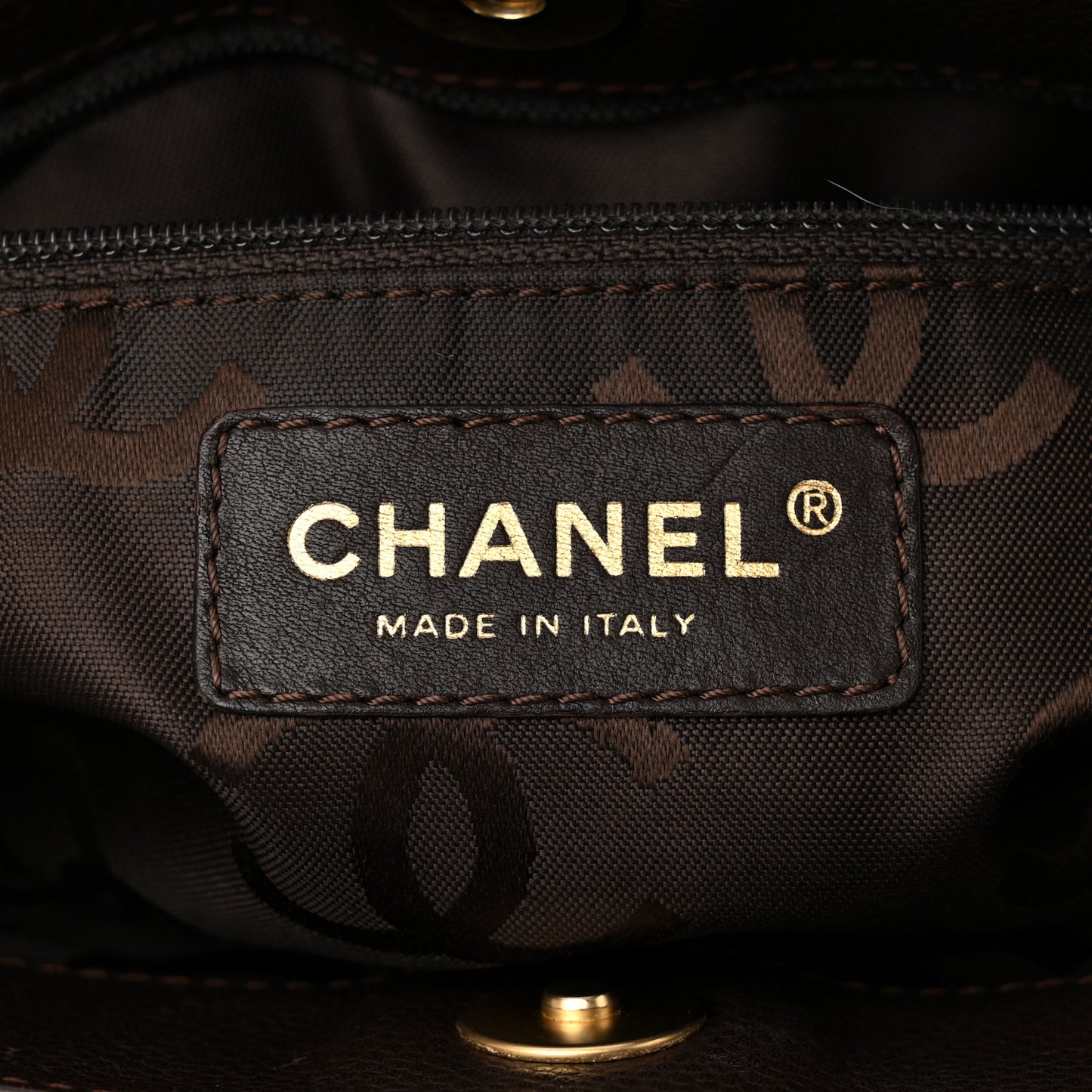 Caviar Quilted Shopping Tote Dark Brown