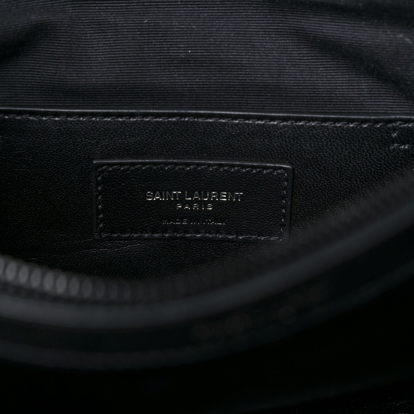 Sheepskin Matelasse Chevron Monogram Monochrome Large College Satchel Black