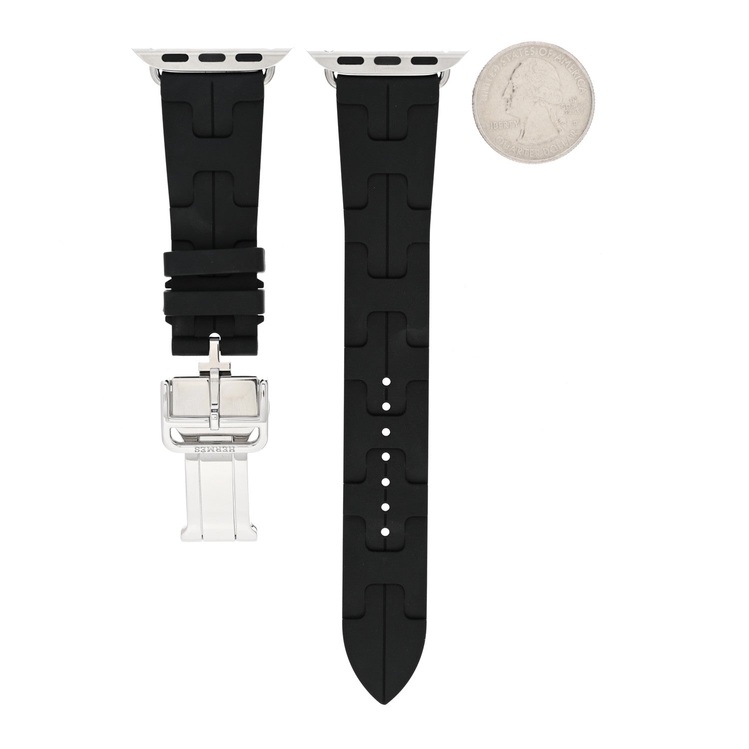 Hermes Rubber 41mm Deployment Buckle Kilim Apple Watch Single Tour Band Black 2 of 5