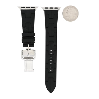 Hermes Rubber 41mm Deployment Buckle Kilim Apple Watch Single Tour Band Black 2 of 5