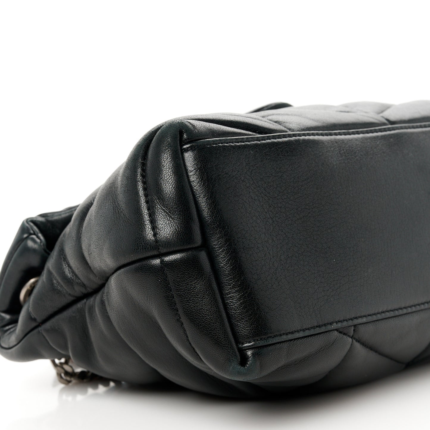 Lambskin Quilted Small Loulou Puffer Monogram Chain Satchel Black