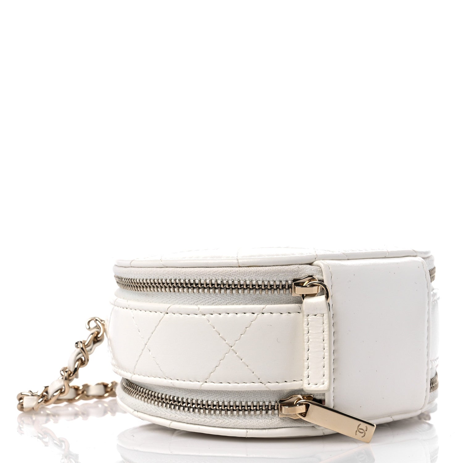 Chanel Lambskin Quilted Round Handle With Care Vanity With Chain White 4 of 10