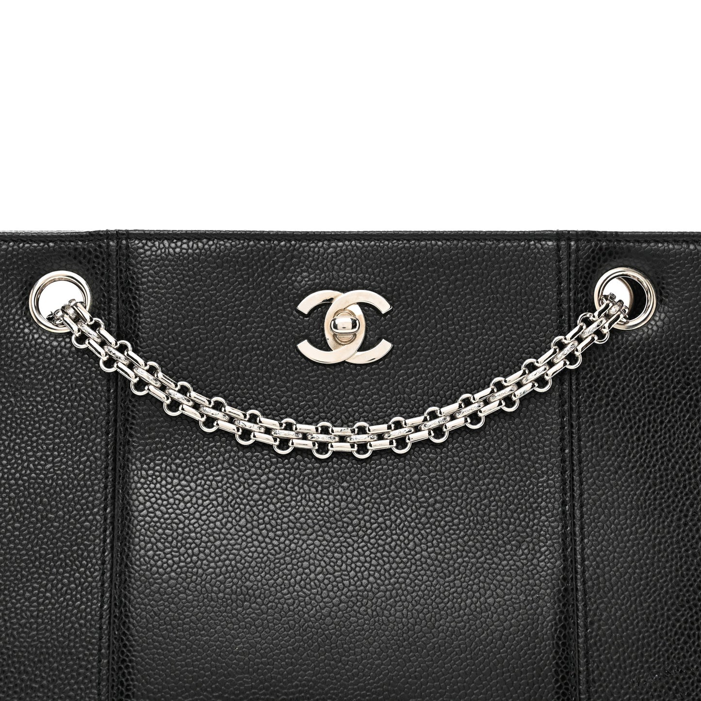 Grained Calfskin Bijoux Chain Shoulder Bag Black