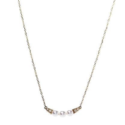 Mikimoto 18K Yellow Gold Diamond Akoya Pearl 5mm Bar Pendant Necklace 1 of 6