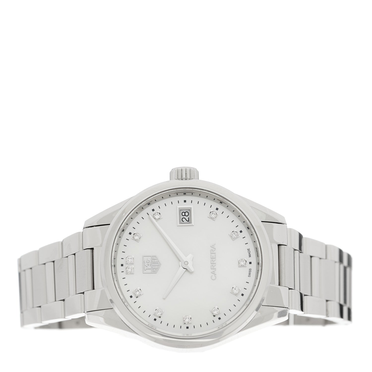 Tag Heuer Stainless Steel Diamond Mother of Pearl 32mm Carrera Lady Quartz Watch WAR1314-0 2 of 4