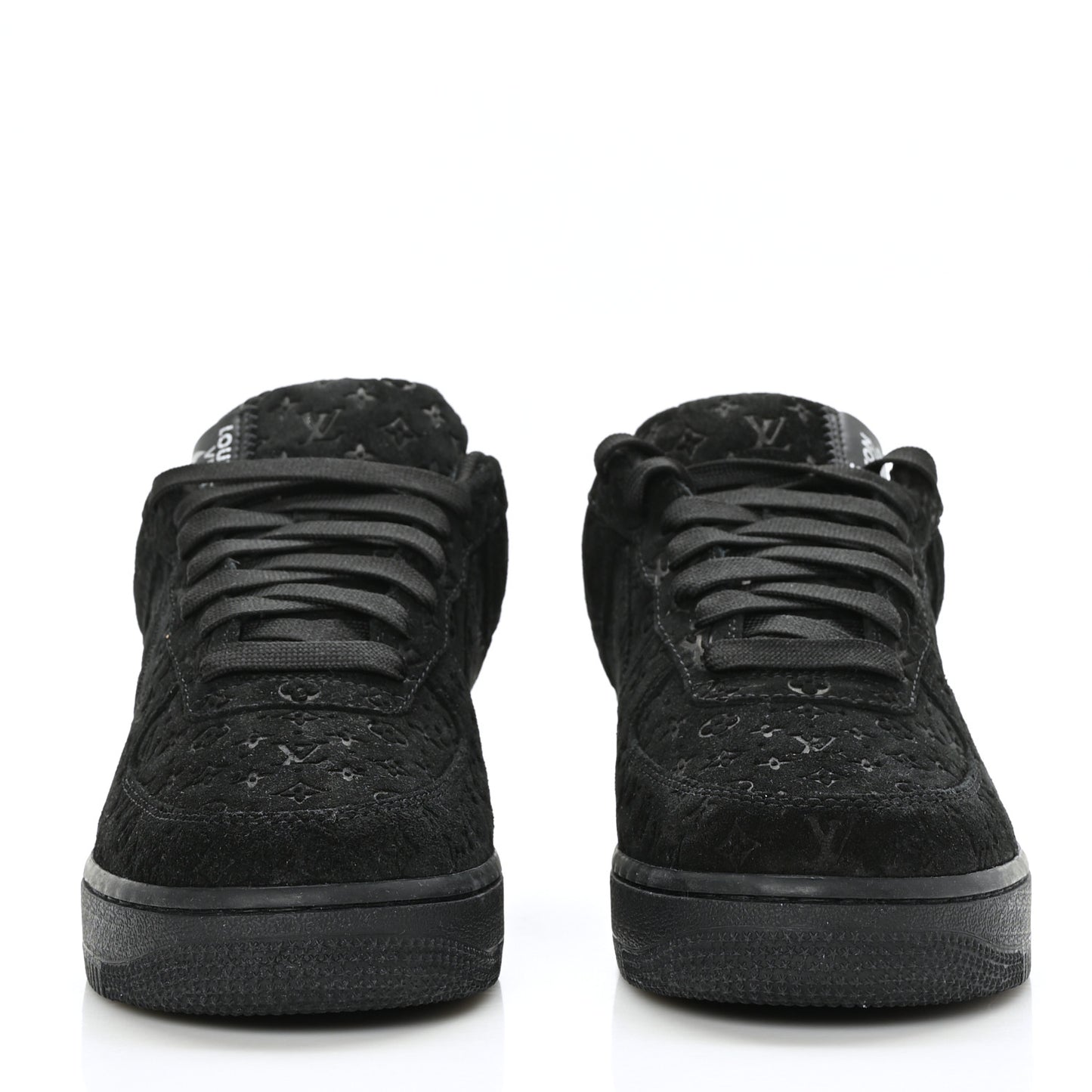 X NIKE AIR FORCE 1 Suede Calfskin Monogram Mens Low Top Sneakers 7 Black