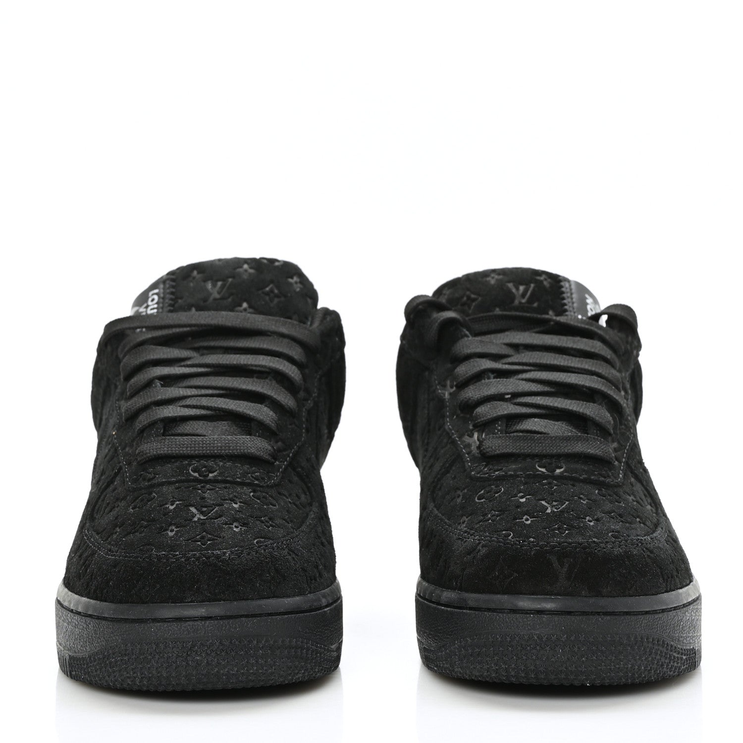 Louis Vuitton X NIKE AIR FORCE 1 Suede Calfskin Monogram Mens Low Top Sneakers 7 Black 2 of 10