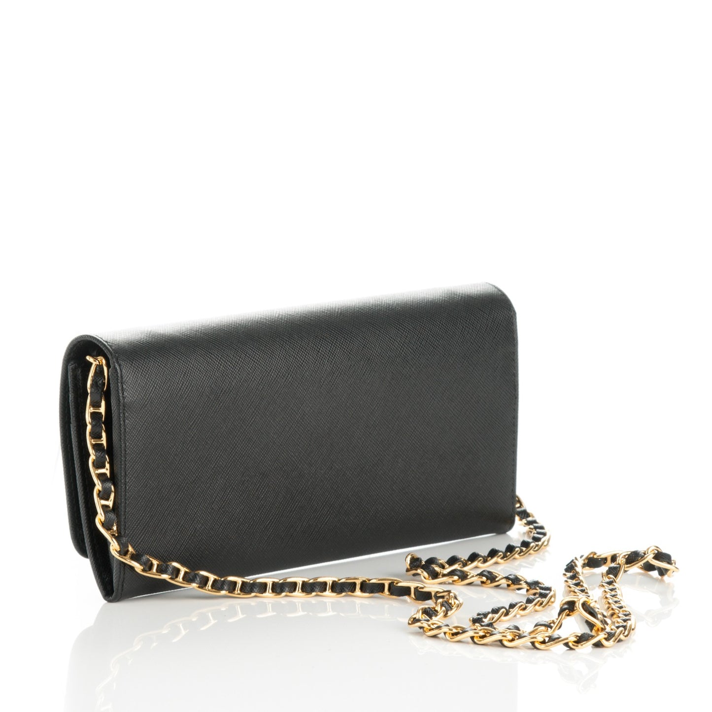 Saffiano Metal Oro Chain Wallet Nero Black
