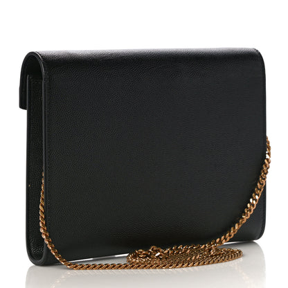 Saint Laurent Grain De Poudre Monogram Cassandra Chain Wallet Black 3 of 10