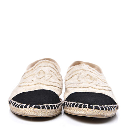 Chanel Linen CC Espadrilles 39 Beige Black 2 of 9