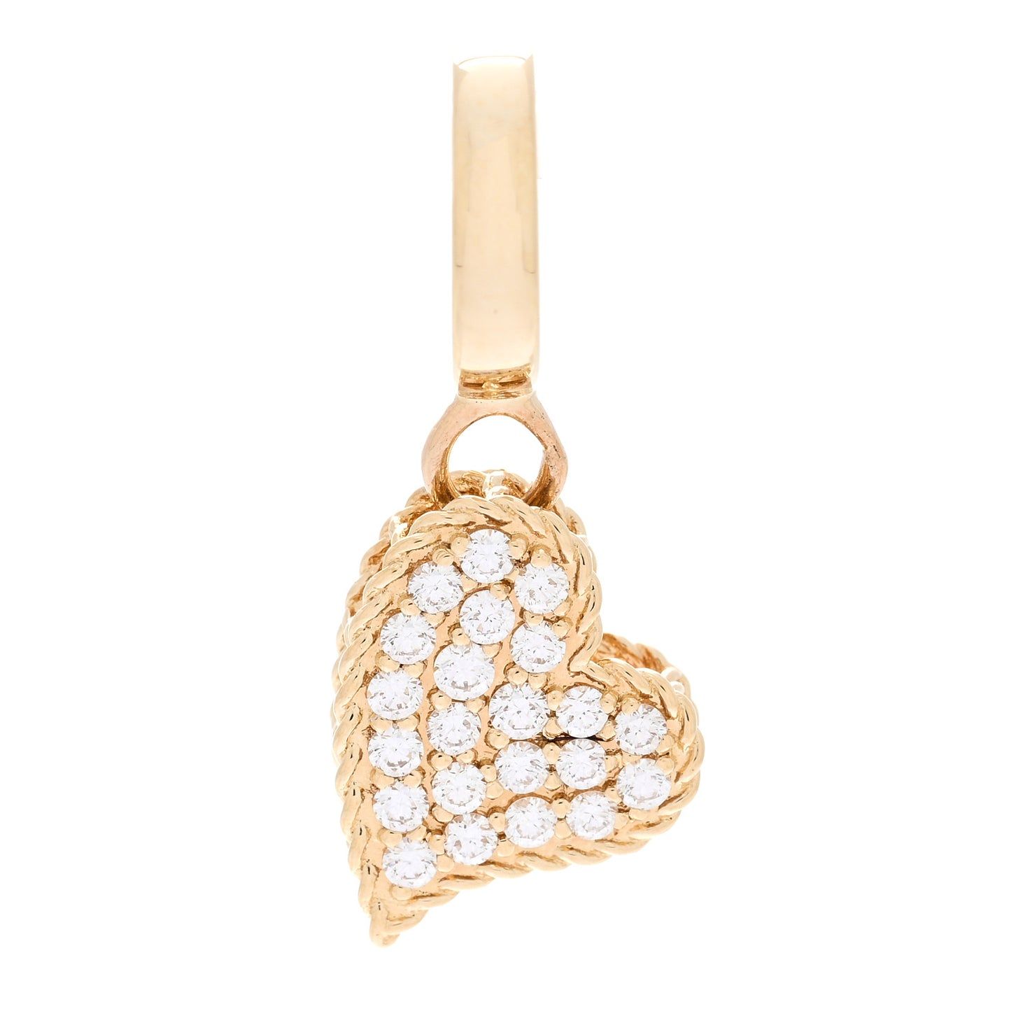 18K Yellow Gold Diamond Princess Heart Charm