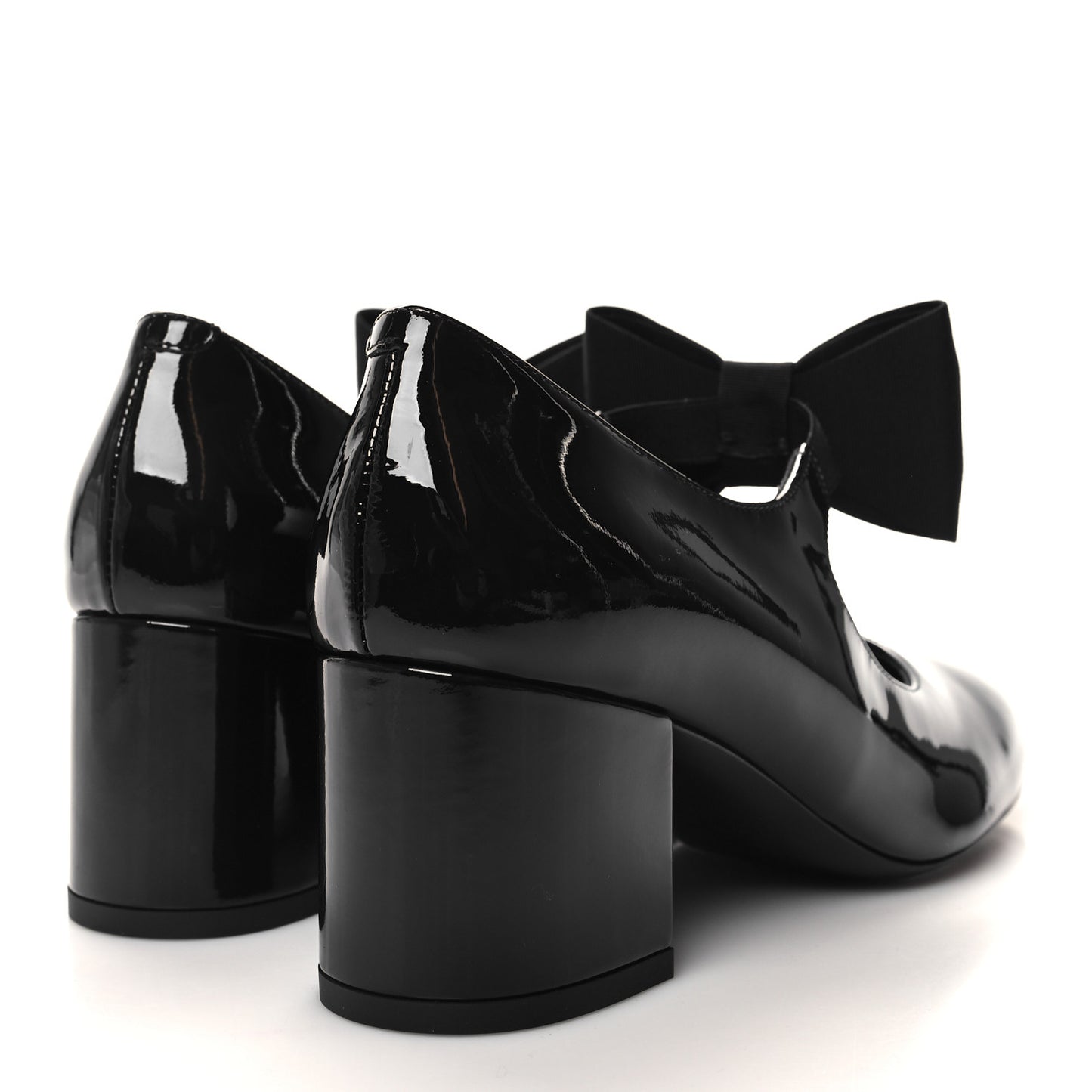 Patent Calfskin Grosgrain CC Mary Jane Pumps 38 Black